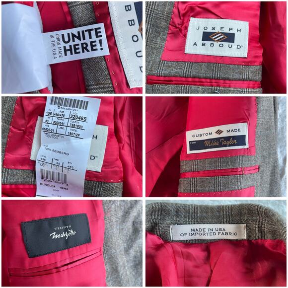 🔥Vintage Y2K Union Made USA 100% Wool Glen Plaid Suit Blazer 46S & Pants 37 - Picture 9 of 15